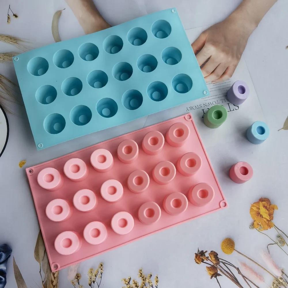 18 Cavity Inclined Column Chocolate Silicone Mold DIY 3D Doughnut Cake Molds Biscuit Dessert Ice Block Making Tool Handmade Gift