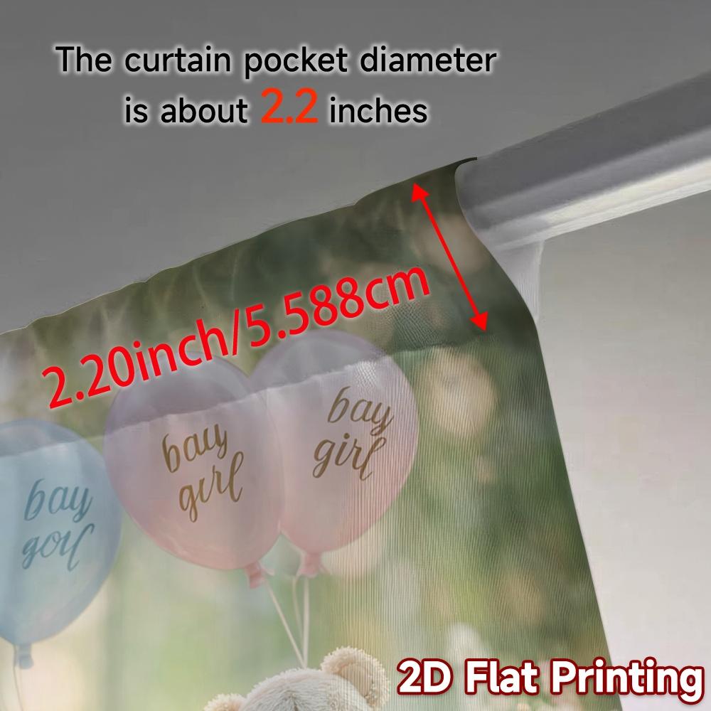 2pcs, 2D FLAT PRINTING Curtains (Without Rod) Teddy Balloons Light Filtering Popular Curtains Durable Polyester Curtains Thermal