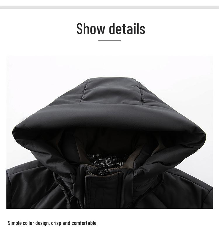 Winter 2024 Men's Mid-Length Hooded Business Casual White Duck Down Jacket