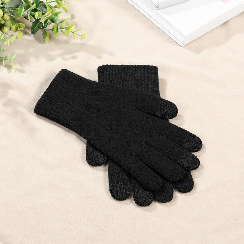 

WTEMPO Women s Cold-proof Full Finger Gloves Couple Touch Screen Warm Gloves Outdoor Cycling Windproof Knitted Gloves Winter Special Gift Gloves 2pairs чорний