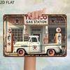 Vintage Texaco Gas Station Metal Sign — Classic White Truck Retro Tin Plaque, Pre-Drilled Holes Wall Decor