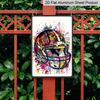 2D Flat, Vintage American Football Graffiti Aluminum Metal Wall Art Sign - 12x8 Inch Aluminum Retro Decor, Vibrant Color Splash Design for Home