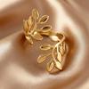 Stainless Steel Gold Color Leaves Open Rings for Women Men Minimalist Metal Irregular Adjustable Finger Rings Jewelry Gift