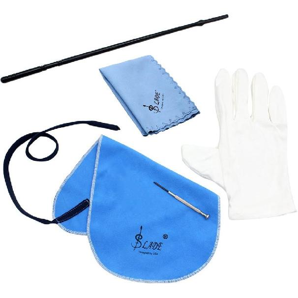 Flute Cleaning Kit with Cleaning Cloth Plastic Stick Screwdriver Gloves Set of 5