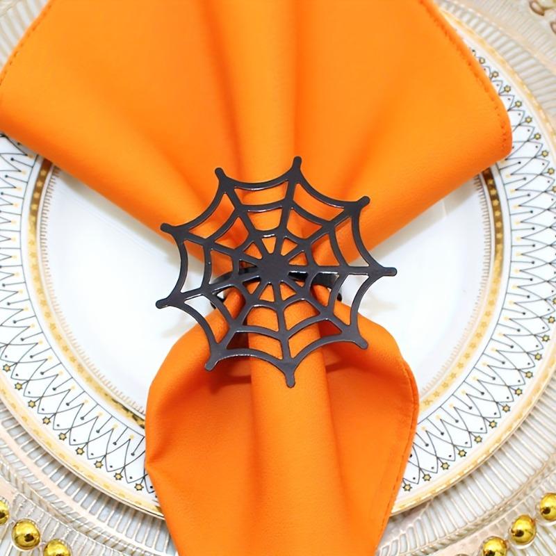 1-10PCS Black Spider Web Halloween Napkin Rings for Table Decoration Party Napkin Holders Ghost Festival Dinnerware Supplies