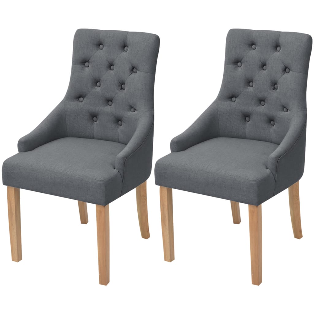 Dining Chairs 2 Pcs Dark Grey Fabric