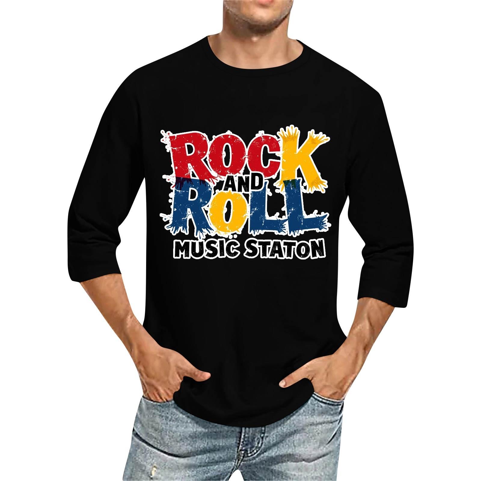 

Чоловіча повсякденна модна футболка з круглим вирізом і рукавом три чверті XXL чорний