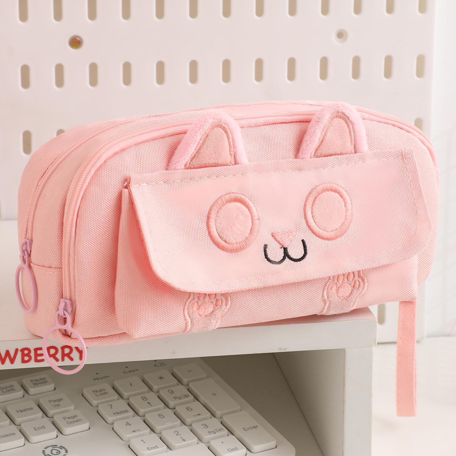 

Пенал большой вместимости с изображением мультяшного кота для школьников: Милая, простая и многофункциональная коробка для канцелярских принадлежностей для детей младшего и среднего школьного возраста. 20-40 Slots