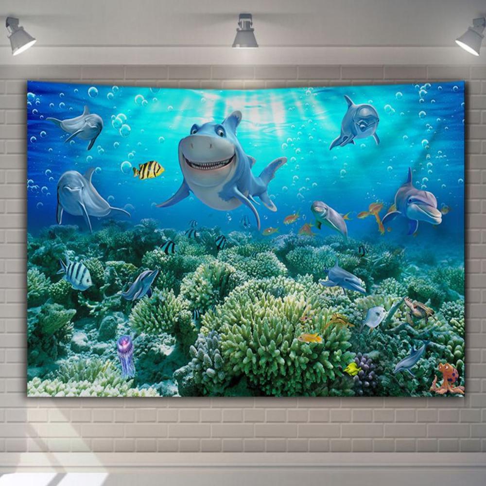 Скандинавская 3D подвесная ткань с изображением Кита и Дельфина — фото 4