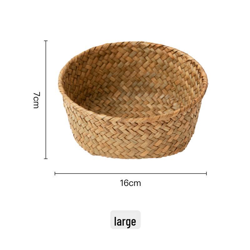 Natural Seaweed Woven Storage Basket for Kitchen & Entryway
