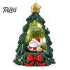 Lighted Resin Ornament for Desk Christmas Tree with Warm LED Lights, Festive Tabletop Decor Holiday Home Romantic Window Display Office Decoration,