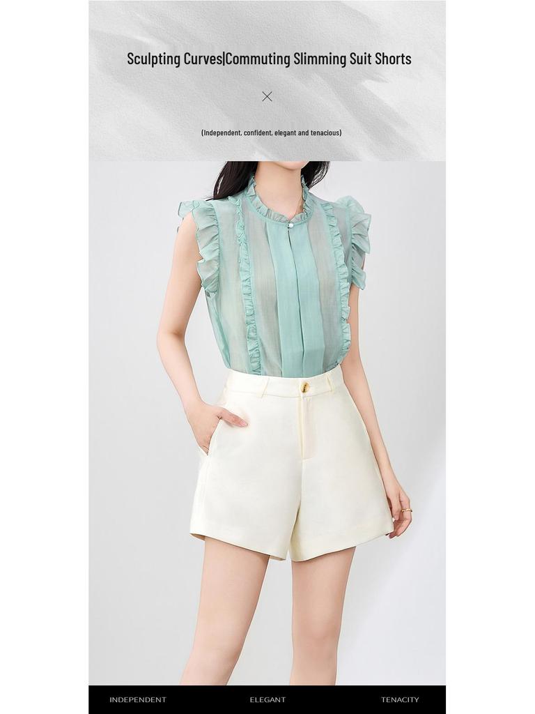 Women's Slimming Silk Wool Shorts Suit - High-Quality, Flattering Fit