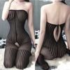 New Black Striped Body Stocking Women Sexy Lingerie Crotchless Fishnet Bodysuit Fancy Underwear Erotic Pajama Porn Sex Costume