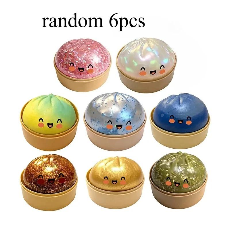 Rainbow Dumpling Squishes Stress Ball Reusable Low Rebound Decompression Toy Soft Dough Ball For Adults & Kids