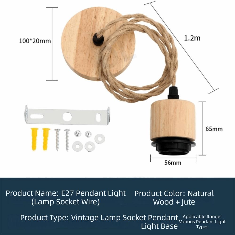 New Solid Wood E27 Lamp Holder Adjustable Wire Hanging Pendant Lamp DIY Accessories Screw Lampshade Base