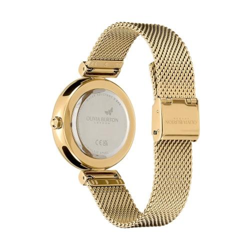 Authorized Retailer OLIVIA BURTON Women's Watch Ob24000096 Signature 36mm Minimalist B T-Bar Light Gold & Gold Mesh