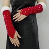 Sequins Gloves Long Fingerless Gloves Dance Gloves Halloween Costume Accessories for Women Masquerade Christmas Wedding