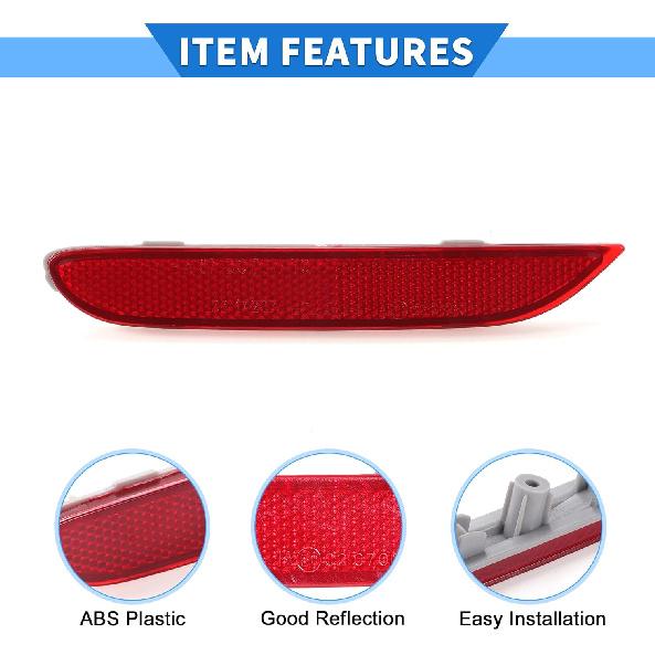 Bumper Reflector Compatible for Nissan Rogue 2014-2022, Durable ABS Plastic Red Rear Left Bumper Reflector Side Marker