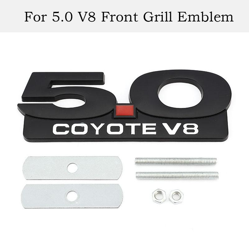 Car Sticker 5.0 Trim Front Hood Grille Emblem Badge Rear Trunk 3D Car Decals for 5.0 Coyote V8 TWIN Turbo Emblem