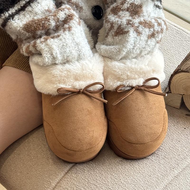 Height-increasing Plush Slippers Women's Autumn and Winter New Versatile Plush Thickened Indoor Home Can Wear Warm Cotton Slippers