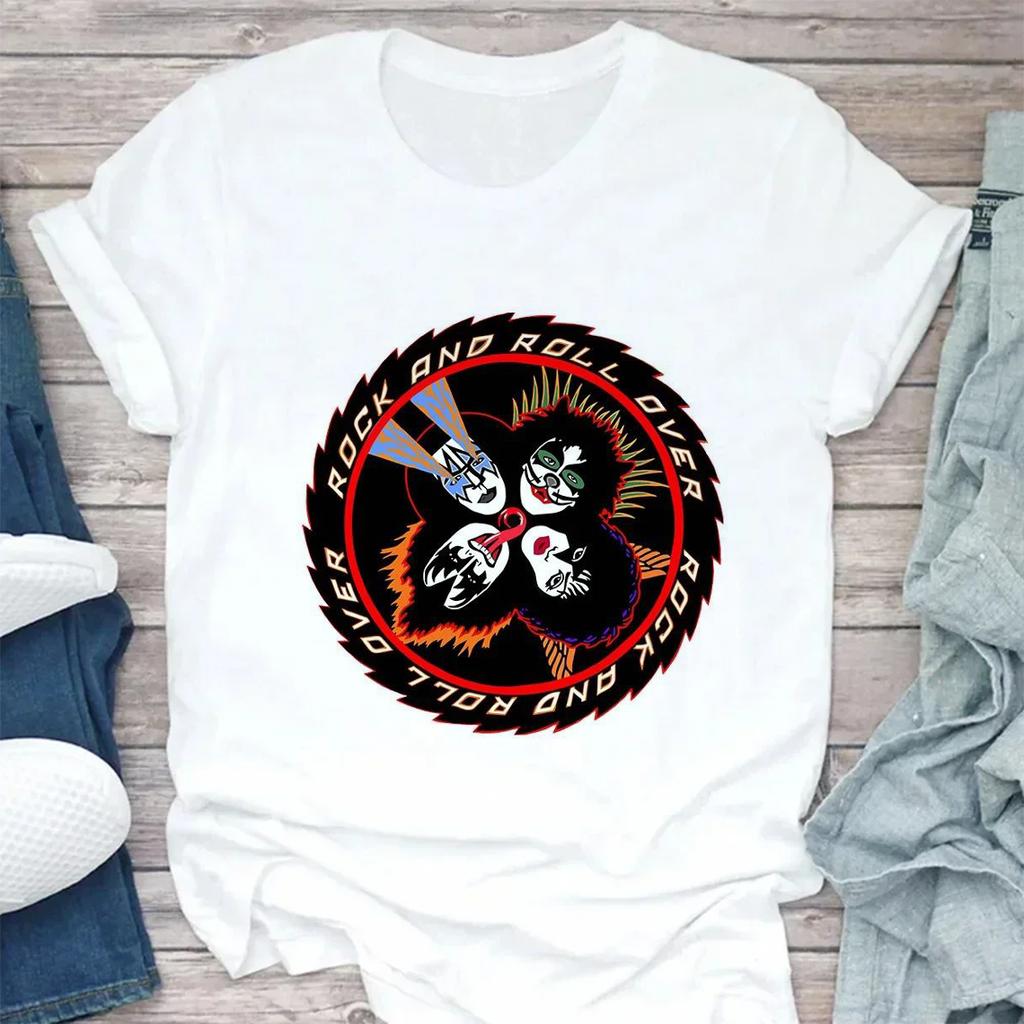 Sturmtruppler Fans Kuss Rockband Streetwear Weiß Mode Damen T-Shirts Harajuku Kleidung Kurzarm Sommer Damen Tops O-Ausschnitt