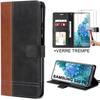 Flip Case with 2 Tempered Glasses for Samsung S20 FE - Black-Brown Leather Effect