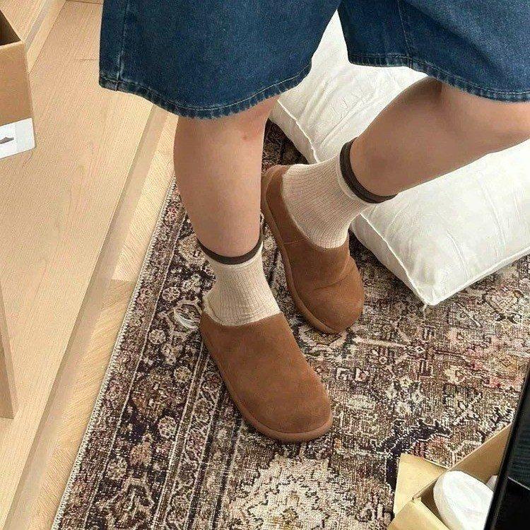 [Armano] Petit sac à chaussures de patate tête pantoufles moelleuses femmes portent muller bout pointu bottes de neige en hiver