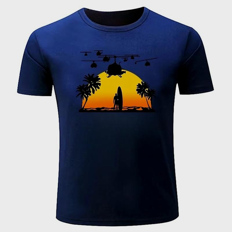 Herbst- und Wintermode Landschaftsbedrucktes Kurzarm-T-Shirt Dicke Reine Baumwolle Rundhals Bequemes Casual-Style T-Shirt