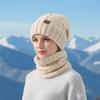 Autumn and winter warm knitted hat scarf set women's ear protectors wool hat outdoor windproof warm headgear solid color versatile