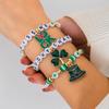 Festival Gift Foliage Letter Bracelet Simple Green Beaded Bracelet