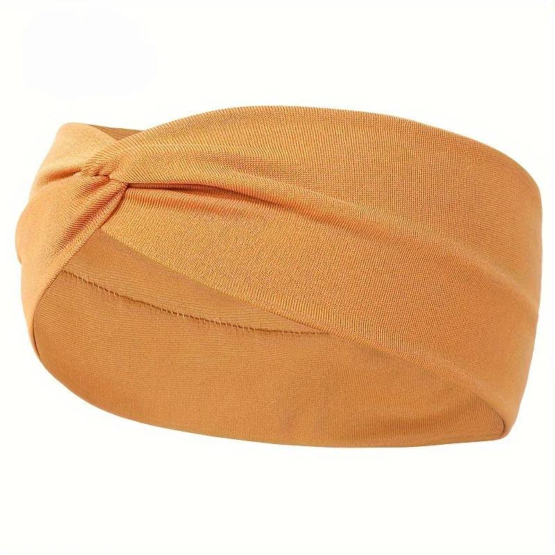 Simple Solid Color Cross Knotted Elastic Wide Headband Women Unisex Sports Yoga Hair Bands Headscarf Headwear