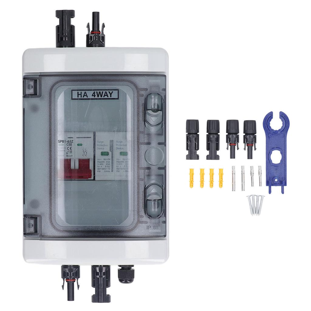 PV Combiner Box IP65 Waterproof Solar Photovoltaic Combiner Box with DC500V 32A Circuit Breaker