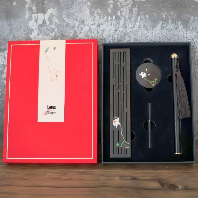 Chinese-Style Incense Gift Set: Purple Sandalwood Burner & Holder for Indoor Use, Sleeping Incense, Gift Box Included