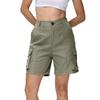Bermuda Shorts For Women Cargo Shorts Knee Length 6 Pockets Elastic Waist Long Shorts For Summer Casual
