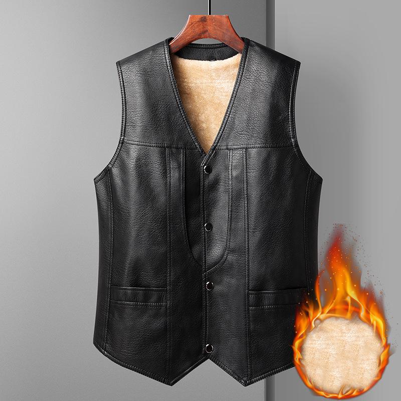 

Winter Men Thick Warm Fleece Vest Coat Male V Neck Single Breasted Vest Casual Male Clothing Outerwear M