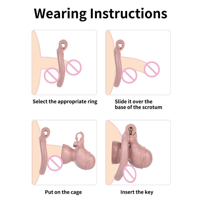 LICKER ABS Realistic Penis Chastity Cage Urethral Lock Cock Cages With 4 Size Rings Loyalty Belt Sex Toys For Men Adult Games
