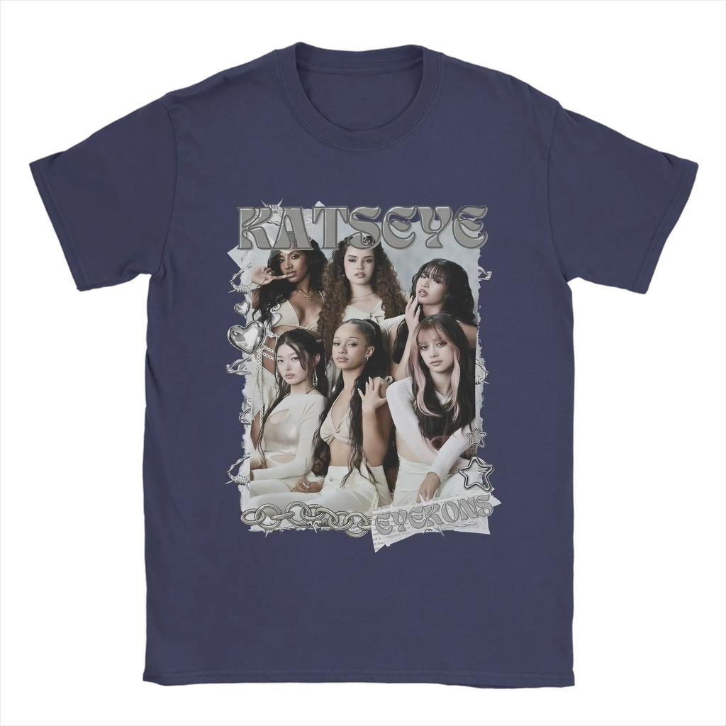T-shirt Vintage "Eyecons" del Katseye Group, Maglietta Unisex Streetwear Fan Pop Globale, Top Casual a Maniche Corte 100% Cotone