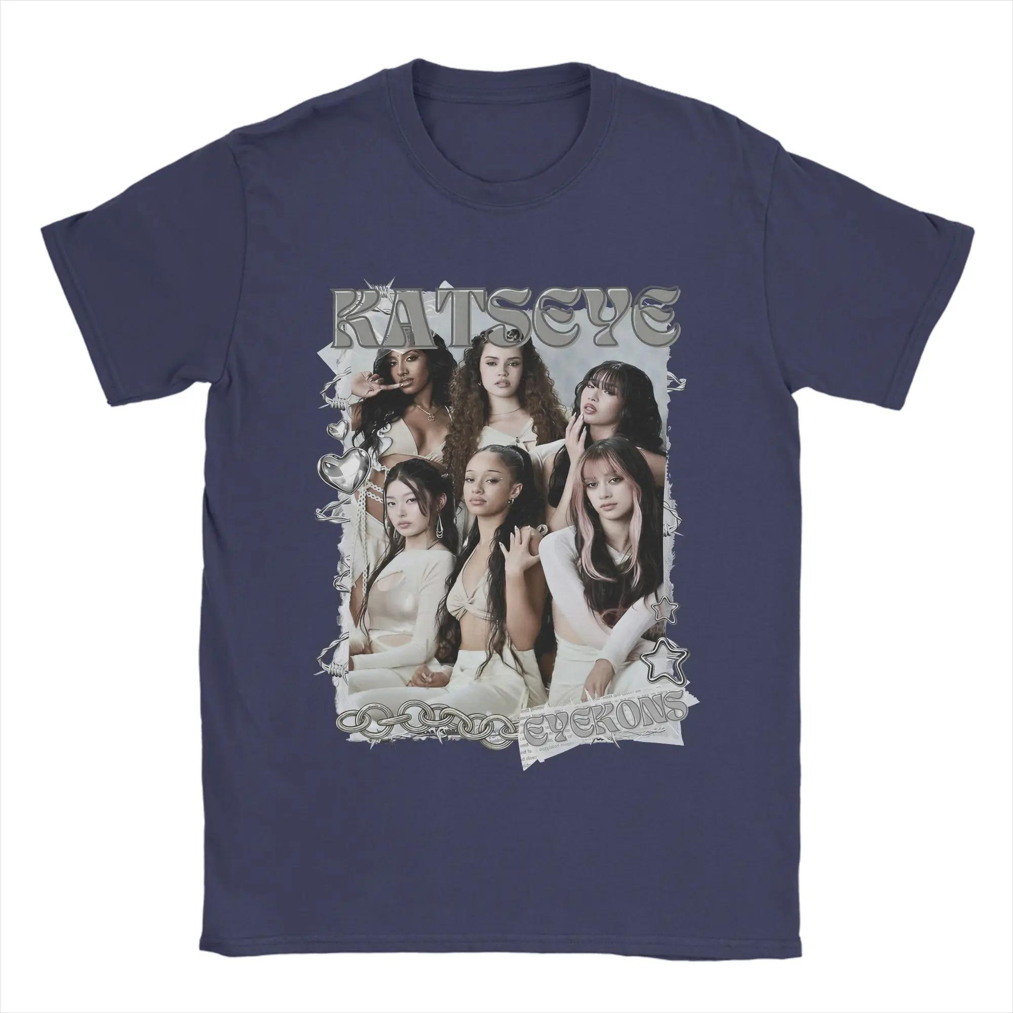 

Katseye Group Eyecons Vintage T-Shirt, Unisex Global Pop Fan Streetwear Tee, 100% Cotton Casual Short Sleeve Top XXXL зелений