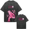 57. Washed Tee Japan Anime JoJo Bizarre Adventure Giorno Giovanna Vintage Washed T Shirt Men's Clothing Fashion Casual Short Sleeves T-shirt Oversize