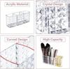 Drill Pattern Three Compartments Makeup Brush Organizer Acrylic Transparent Pencil Holder Desktop Eyebrow Pencil Lipstick Storag
