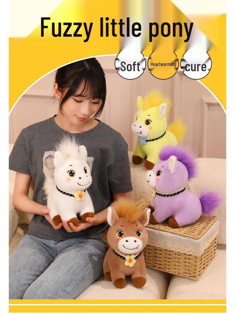 Year of the Horse Fluffy Pony Plush Mascot - Office & Home Decoration Gift