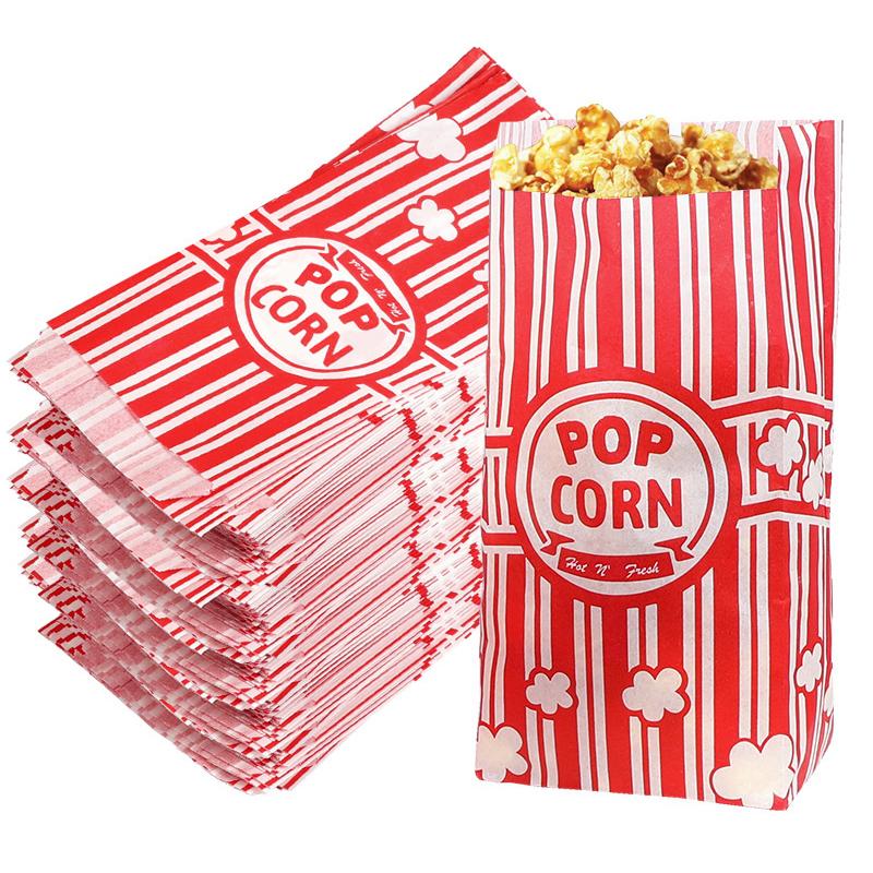 10/50Pcs Popcorn Bags Packaging Bucket Snack Treats Container Wedding Birthday Party Movie Night Supplies Carnival Food Bag Box