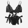 Bielizna damska Jednolity kolor Regulowany Split Lace Bowknot Sexy Top + Majtki