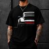 Unisex Legendary 911 Silhouette T-Shirt- Classic Red and White Striped Design, Short Sleeve Round Neck Casual Style (Machine Washable)