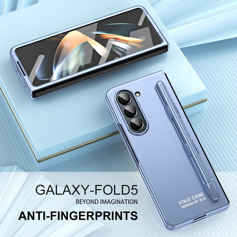 

AG Матовый складной чехол для телефона Samsung Galaxy Z Fold5 ПК + гибридная пленка из закаленного стекла Встроенный чехол с ручкой