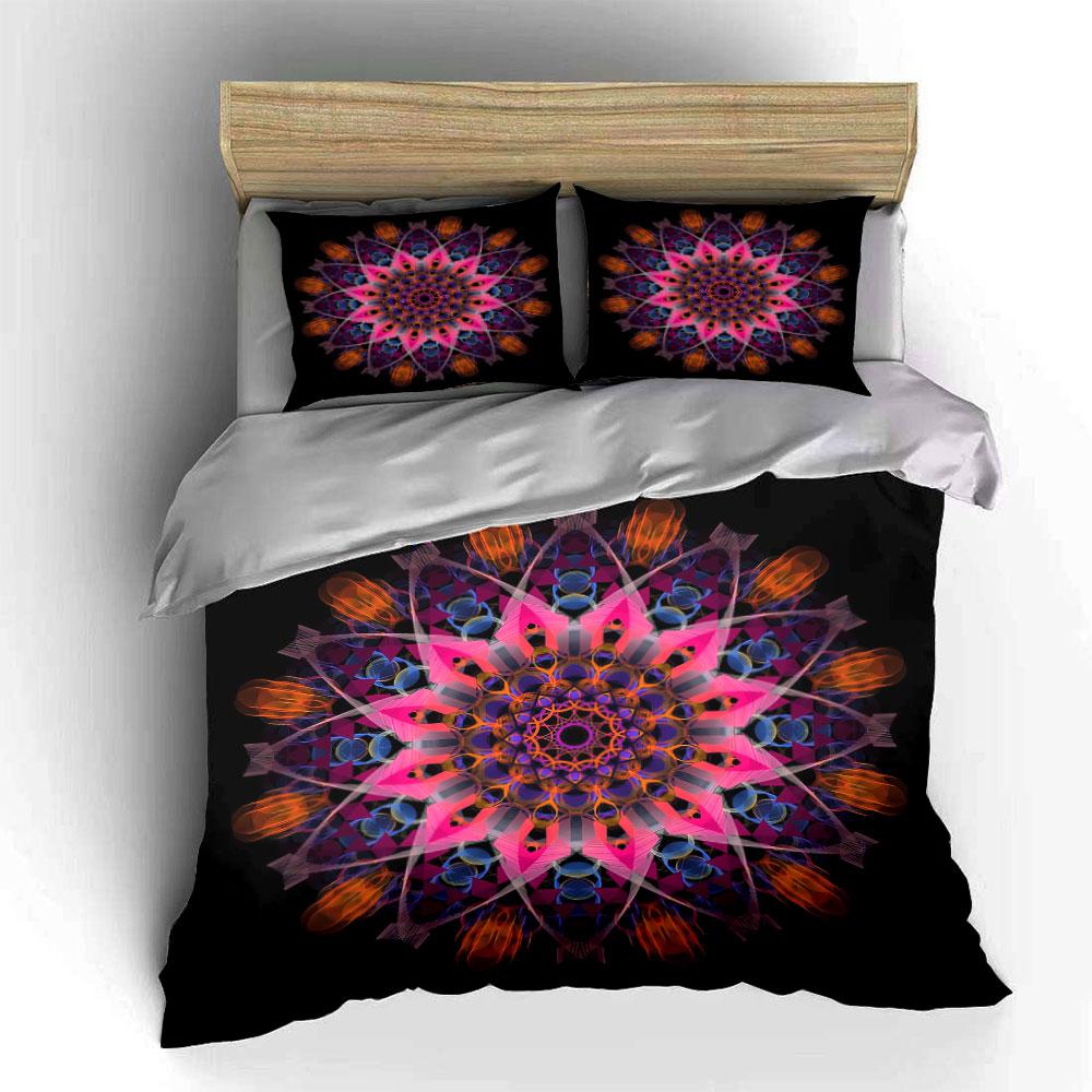 Mandala Art Decor Set Bedding Set with 1 Duvet Cover 2 Pillowcases Single Double King Queen, Gift