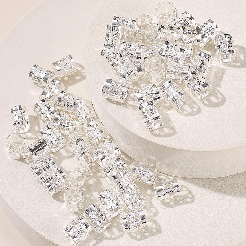 50 buc. Accesorii metalice pentru inele de păr scobite, margele pentru inele pentru împletitură de păr Agrafe Dread Locks pentru împletirea părului, manșete metalice, decorare