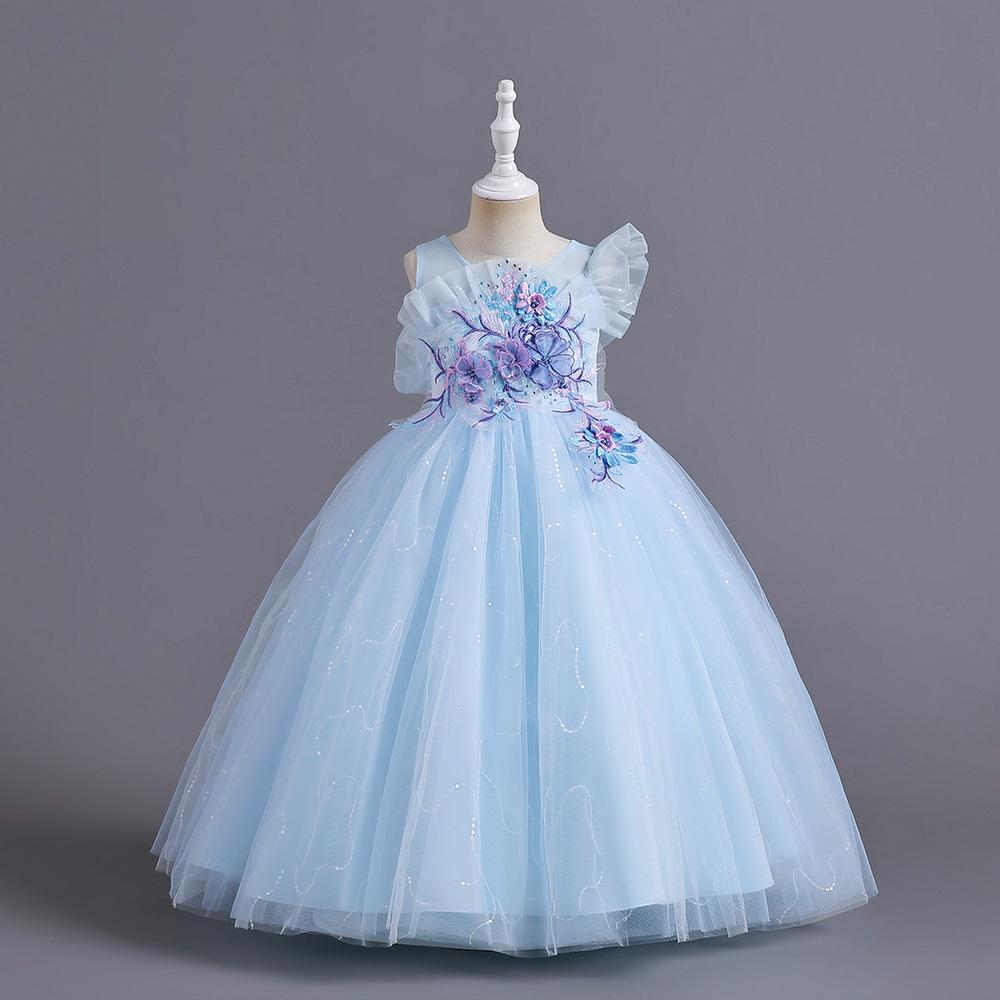 Girls' Princess Tulle Evening Gown – Flower Girl Dress for Performances and Events
