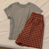 Women's Cotton Short-Sleeve Pajama Set with Chest Pads