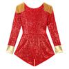 S-4XL Women's Circus Ringmaster Bodysuit, Allover Sparkling Sequin Long Sleeve Tail Jumpsuit for Halloween & Festival Cosplay